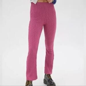 Urban Outfitters Rosie pink ribbed high waisted stretchy flare soft pants small
